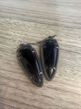 Kendra Scott Black Drop Earrings with Silver-Tone Frame